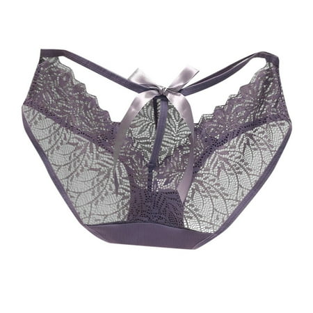Midwennn Hollow Out Underwear for Women Sexy and Seamless See Through Bow Hot and Tempting Plus Size Transparent Low Waist Triangle Pants Thongs for Women plus Size