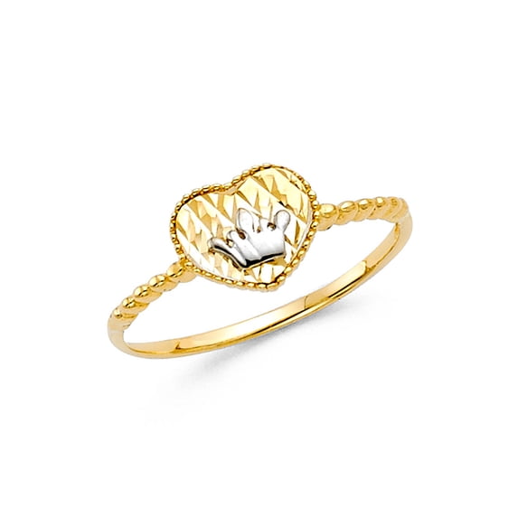 Solid 14k White and Yellow Gold Two Tone Cubic Zirconia CZ Fashion Anniversary Ring Size 7