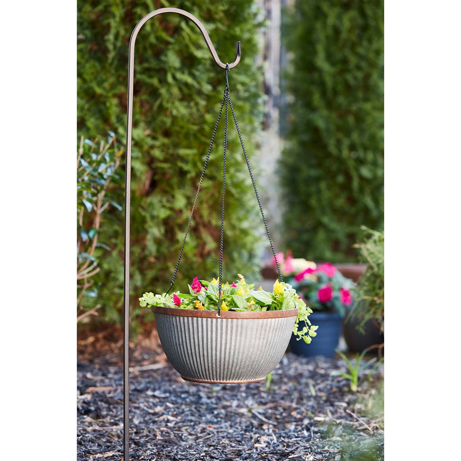 Southern Patio 12" Westlake Hanging Planter Basket, Rustic Galvanized
