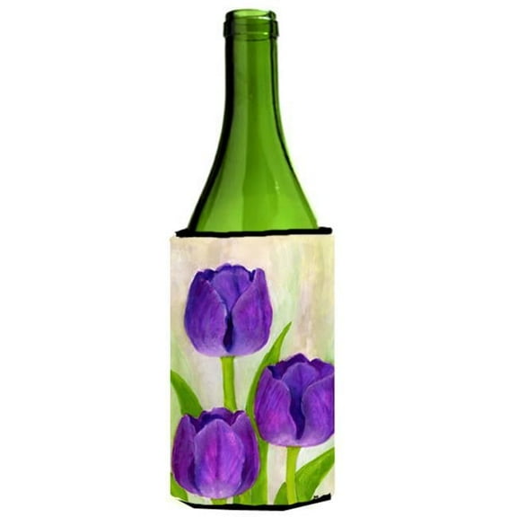 Purple Tulips by Maureen Bonfield Wine Bottle Can cooler Hugger