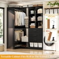 thumbnail image 3 of iSunirm Corner Closet Organizer System 2-Piece Set, 54''L x 31''W Wardrobe System with 3 Drawers, 2 Hanging Rods, and Shelves for Closet, Bedroom, Black, 3 of 5