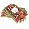 thumbnail image 2 of YFYANG Washable Heat-Resistant Placemats, 70% PVC/30% Polyester, Vintage Red Decorative Stripes Kitchen Table Mat, 12" x 18" 4 Pcs, 2 of 6