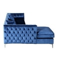thumbnail image 5 of Chic Home Monet Velvet Modern Contemporary Button Tufted with Silver Nailhead Trim Silvertone Metal Y-leg Left Facing Sectional Sofa, Navy, 5 of 8
