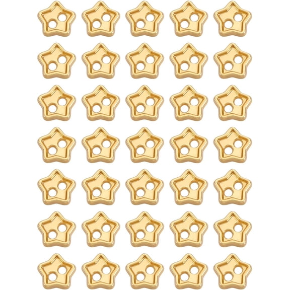 150Pcs Golden Mini Star Buttons 4x4.5x1mm DIY Clothes Sewing Buttons 2-Hole Alloy Star Buttons with 0.7mm Hole for Clothing DIY Crafts Stuffed Plush Dolls Making Projects