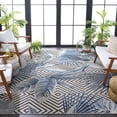 thumbnail image 3 of SAFAVIEH Cabana Salima Botanical Indoor/Outdoor Area Rug, Ivory/Navy, 6'5" x 6'5" Square, 3 of 12
