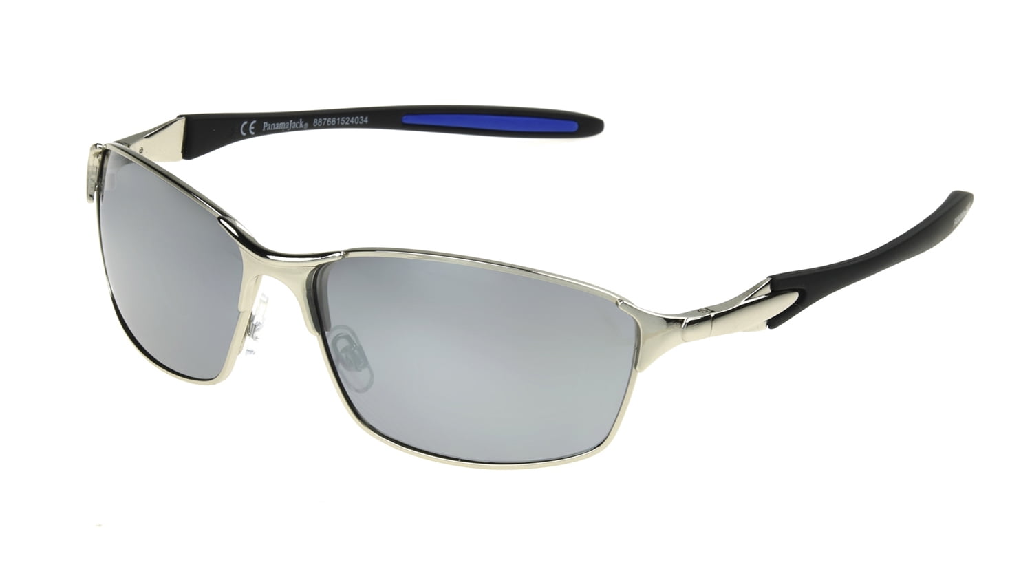 Panama Jack Men's Gunmetal Mirrored Rectangle Sunglasses NN03