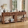 thumbnail image 6 of Joaxswe Farmhouse Console Table with 2 Storage Drawer and Open Storage Shelf, Rustic Entryway Table for Home, Brown, 6 of 8