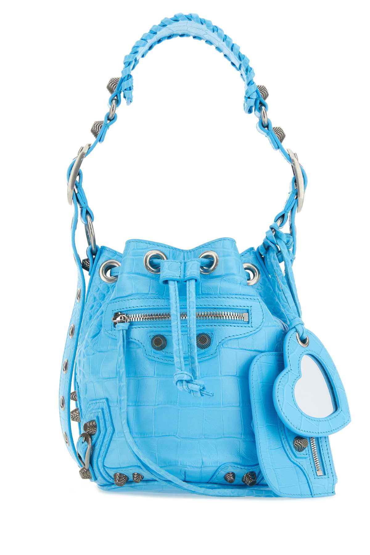 Balenciaga Woman Light-Blue Leather Le Cagole Xs Bucket Bag -