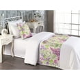 thumbnail image 2 of Nature Bed Runner Set, Lilac Flowers Leaves Watercolor Floral Art on Plain Backdrop, Decorative Bedding Scarf & a Pillow Sham for Hotels Homes, Twin, Pistachio Green and Pale Pink, by Ambesonne, 2 of 3