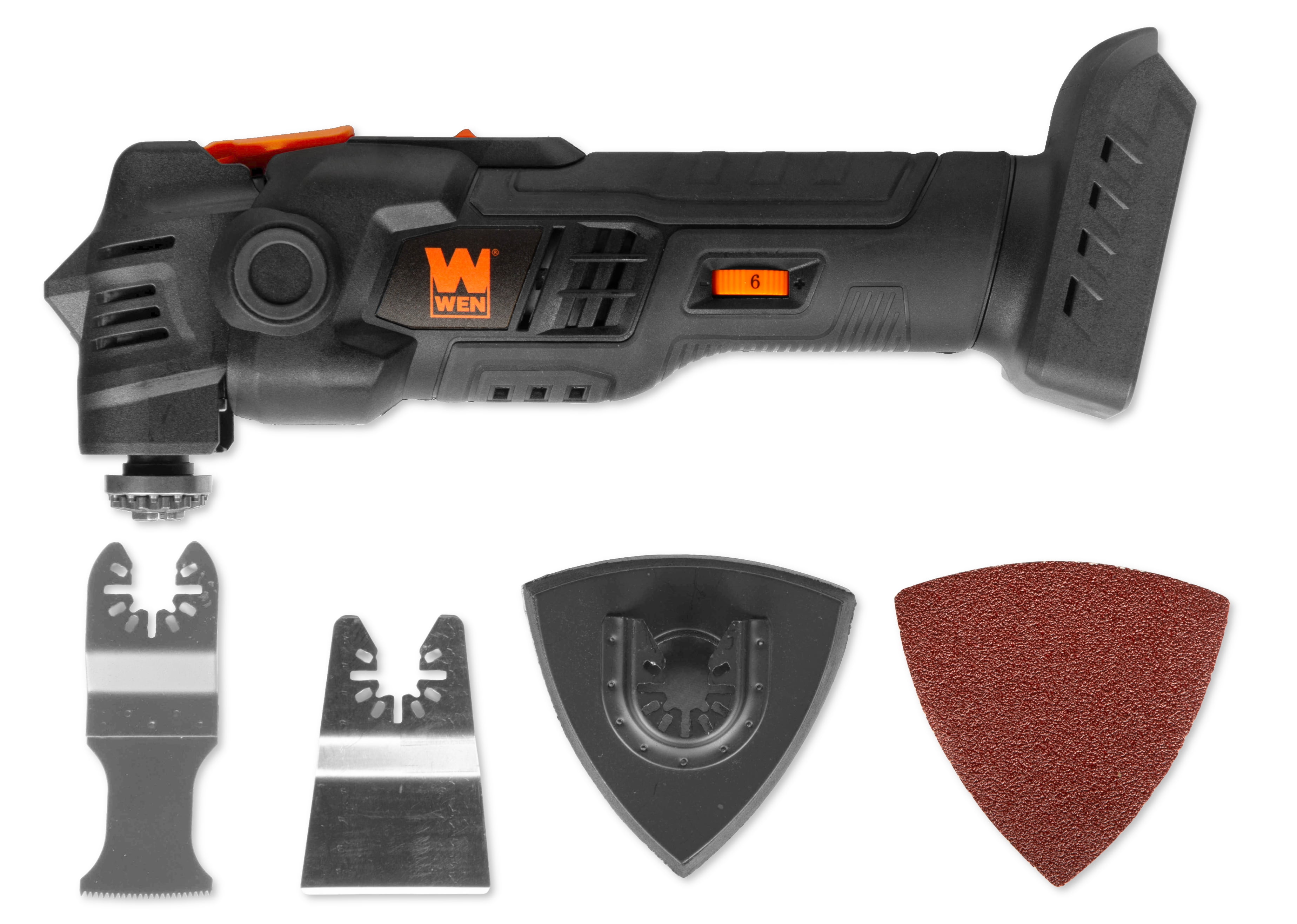 WEN 20V Max Cordless Brushless Variable Speed Multi-Function Oscillating Tool with Anti-Vibration System and Accessories (Tool Only - Battery Not Included) (20936BT)