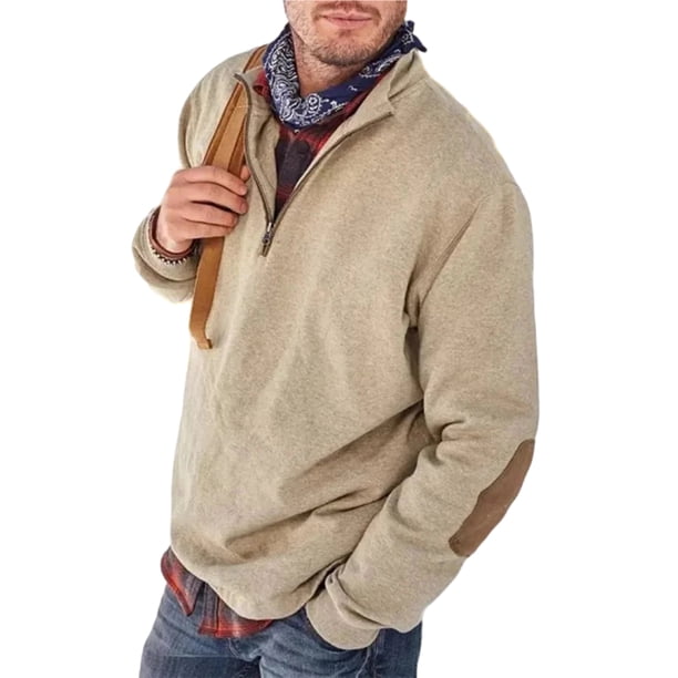 Hombres Jersey con cuello alto Sudadera informal Sudaderas de otoño de manga larga Top con cremallera