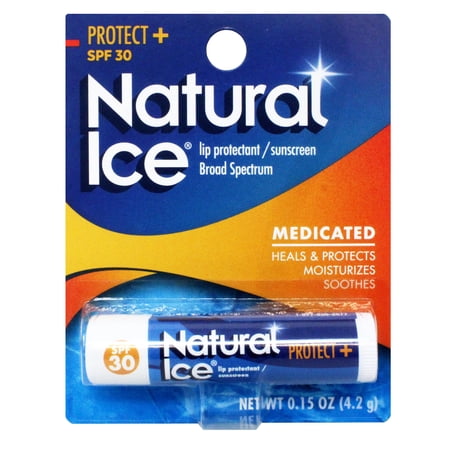 Mentholatum Natural Medicated Ice Lip Protectant Sunscreen, SPF 30, 0.15 OZ (Pack of 10)