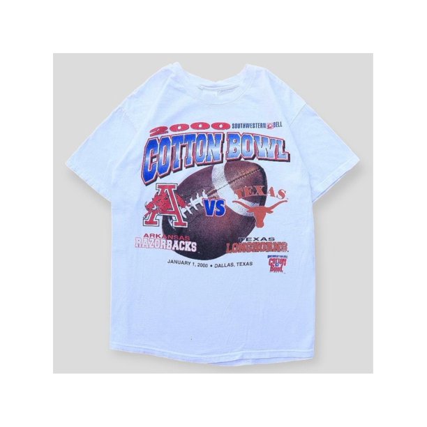 2000 VTG Arkansas VS Texas Cotton Bowl Classic Embroidered Top - Stretch Fabric, Suitable for Men's Wear, Sport and Sweatshirt