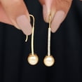 thumbnail image 5 of Rosec Jewels South Sea Pearl Dangle Drop Earrings with Diamond for Women (8 MM, AAA Quality), 18K Yellow Gold, 5 of 8