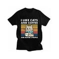 thumbnail image 2 of Women'S Vintage Cat & Coffee Print T-Shirt, Polyester 100% Knit Fabric, Crew Neck, Short Sleeve, Regular Length, Geometric Pattern, Summer Casual Tee, 2 of 7