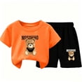 thumbnail image 2 of Amidoa Girls 2 Piece Outfits Summer Clothes Cotton Short Sleeve T-Shirt and Shorts Casual Kids Clothing Sets,Orange Size 3T, 2 of 5