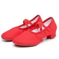 thumbnail image 4 of SYMSHOES Red Canvas Dance Shoes for Women - Non-Slip Comfortable, Low Block Heel & Elastic Strap, Ideal for Dance Practice & Daily Wear (36-42),Size 38, 4 of 7