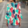thumbnail image 4 of CYMMPU 3/4 Sleeve Blouses for Women Dressy Casual Floral Pattern Tunic Tops V Neck Spring Tops Loose Fit Summer Fashion Shirts Flare Hem Hide Belly Tops to Wear with Leggings T-Shirts Pink XXL, 4 of 6