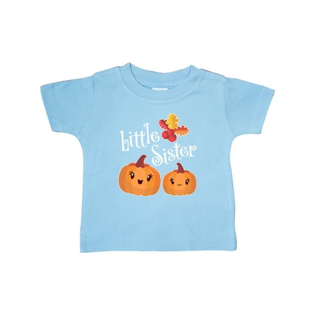 

Inktastic Little Sister Pumpkins with Fall Leaves Gift Baby Girl T-Shirt