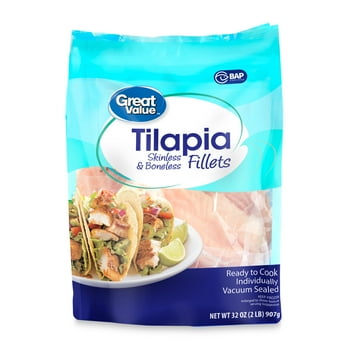 Great Value Frozen Tilapia Skinless & less Fillets, 2 lb