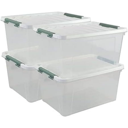 20 Quart Plastic Storage Bins with Lids, Clear Plastic Latching Bins, Pack of 4$$Home Decor, Kitchen, & Other
