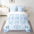 thumbnail image 2 of jejeloiu Kawaii Flower Floral 7 Pieces Bedding Comforter Set,Cartoon Bow Knot Full Bedding Set,Blue Green Fitted Sheet Flat Sheet For Girls Teens,Luxury Bedroom Decor Reversible, 2 of 8