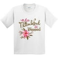 thumbnail image 3 of Inktastic Thankful and Blessed Inspirational Saying with Pink Flowers Youth T-Shirt, 3 of 5