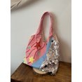 thumbnail image 2 of Bolso de ocio de gran capacidad para mujer, nuevo bolso de lona con costuras de lentejuelas en contraste, bolso de hombro de trabajo, 2024, 2 of 5