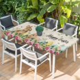 thumbnail image 2 of Easter Table Cloths for 3 Foot Rectangle Tables, Spring Watercolor Bunny Eggs Flower Leaf Beige Patio Waterproof Elastic Fitted Tablecloths, Washable Rectangular Table Cover for Camping, 2 of 8