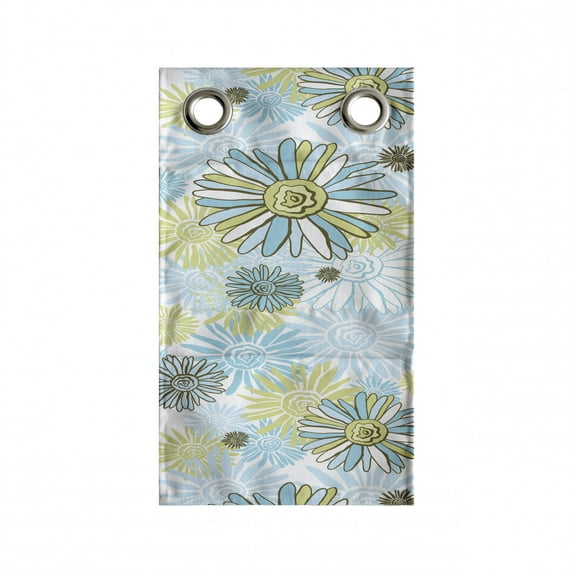 Turquoise Hanging Pocket Organizer, Chamomiles Flower Blossom Wildflower Blooms Summer Illustration, Printed Polyester Storage Bag with Pockets, 9" x 16", Pale Green Dark Green