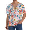 thumbnail image 3 of Gaeub Floral Ditsy Men's Lapel Short Sleeve Shirt, Relaxed Fit Shirt, Soft and Breathable for Outdoors Party Travel - Small, 3 of 7