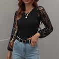 thumbnail image 2 of Otoño Invierno suéter ahueca hacia fuera de manga larga cuello redondo elástico Jersey camisa de punto para las mujeres, 2 of 7