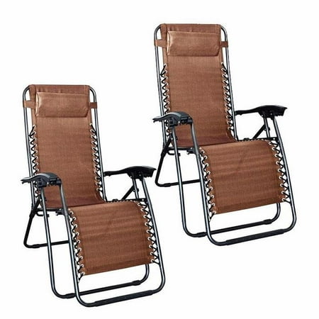 Zimtown Patio 2pcs Folding Chaise Lounge Zero Gravity Chairs With