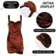 thumbnail image 3 of Falda sexy sin mangas con tirantes halter para mujer, elegante mini fiesta plisada y elegante, marrón, L, 3 of 7