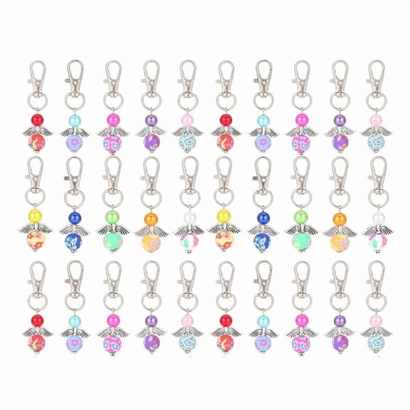 30Pcs Blessing Angel Keychains with Keyring for Teacher Guest Baby Showers Birthday Wedding Christening Giveaway