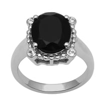 Solitaire Round Black Spinel Gemstone 925 Sterling Silver Women Valentines Day Gifts Ring US-9