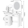 thumbnail image 2 of Sioweci Makeup Vanity Desk with Dimmable 3 Color Lighted Mirror, Small Dressing Table with 4 Drawers, Open Shelves, Bedroom Makeup Table for Small Homes White, 2 of 11
