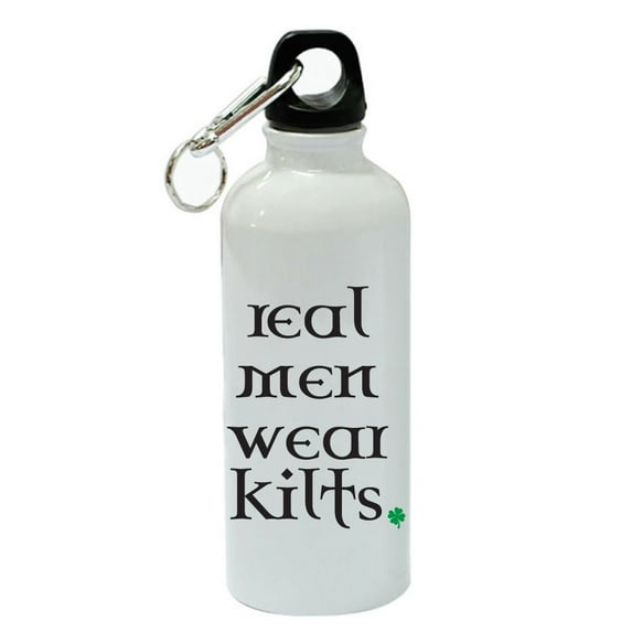 Real Men Wear Kilts Irish White Aluminum Sports 20 oz Water Bottle