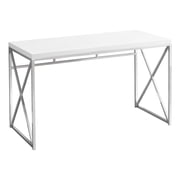 Monarch Specialties Computer Desk, Home Office, Laptop, Work, Glossy White Laminate, Chrome Metal