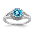 thumbnail image 4 of 925 Sterling Silver Rhodium-Plated Diamond and Blue Topaz Ring Size 7, 4 of 6