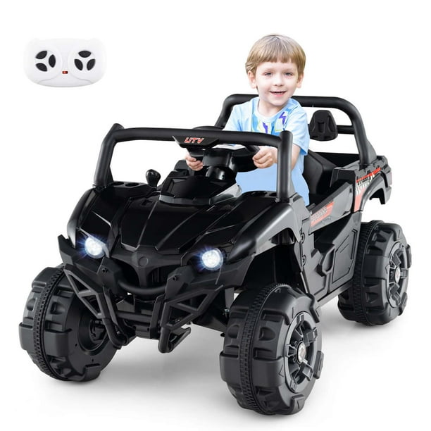 Costway Camión para niños de 12 V con control remoto Cinturón de seguridad de arranque lento Almacenamiento trasero Negro