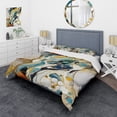 thumbnail image 1 of Designart "Liquid Ink Abstraction Harmony Blue and Yellow Fusion III" Abstract Liquid ink Bedding Covert Set - Abstract Blue Modern Bed Set With 2 Shams, 1 of 6