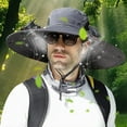 thumbnail image 3 of YOTQUSKI Wide Brim Solar Fan Hat, Fishing Hat with 2 Solar Fan, Wide Hat with Solar Fans Built in,UV Protection Outdoor Sun Hats, Fishing & Beach Hat for Men Women Hat with Fan Built in, 3 of 5