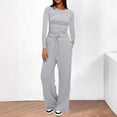 thumbnail image 2 of VISALY 2 Piece Lounge Set Sweatsuit Set Long Sleeve Crop Tops Sweatpants Training Suit for Women Tank Tops Wide Leg Pants Matching Sets Fall Travel Outfits Light Ashy Xl, 2 of 6