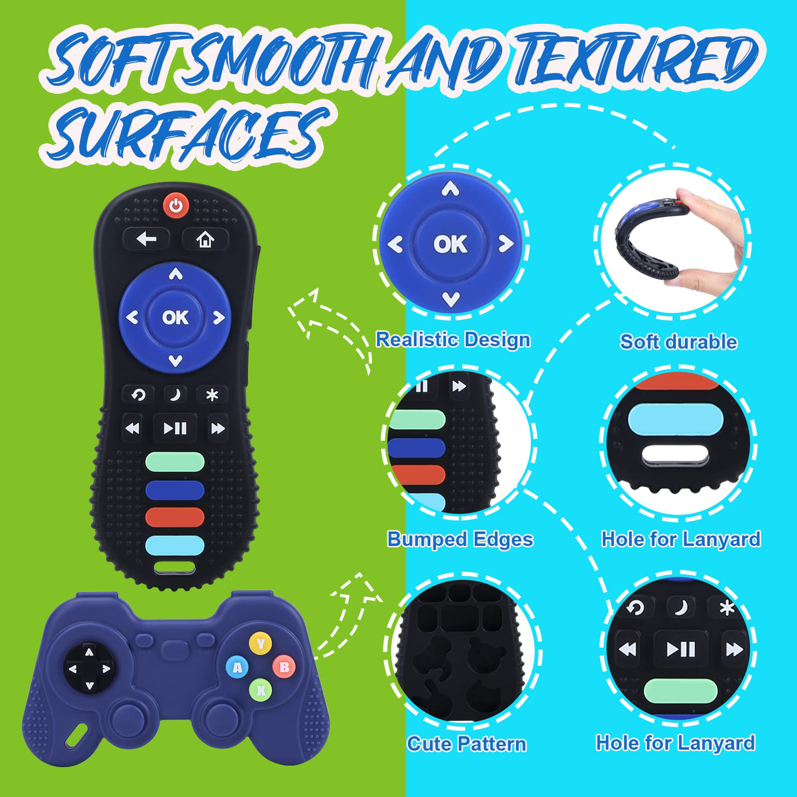 Smasener Silicone Teething Toys, Remote & Game Controller, 2-Piece Set photo 8