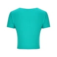 thumbnail image 6 of Blczomt Women Tops Crop Short Sleeve Workout Basic Tees Bow Tie Crew Neck Going Out Green Summer Blouses for Women 2025, 6 of 7