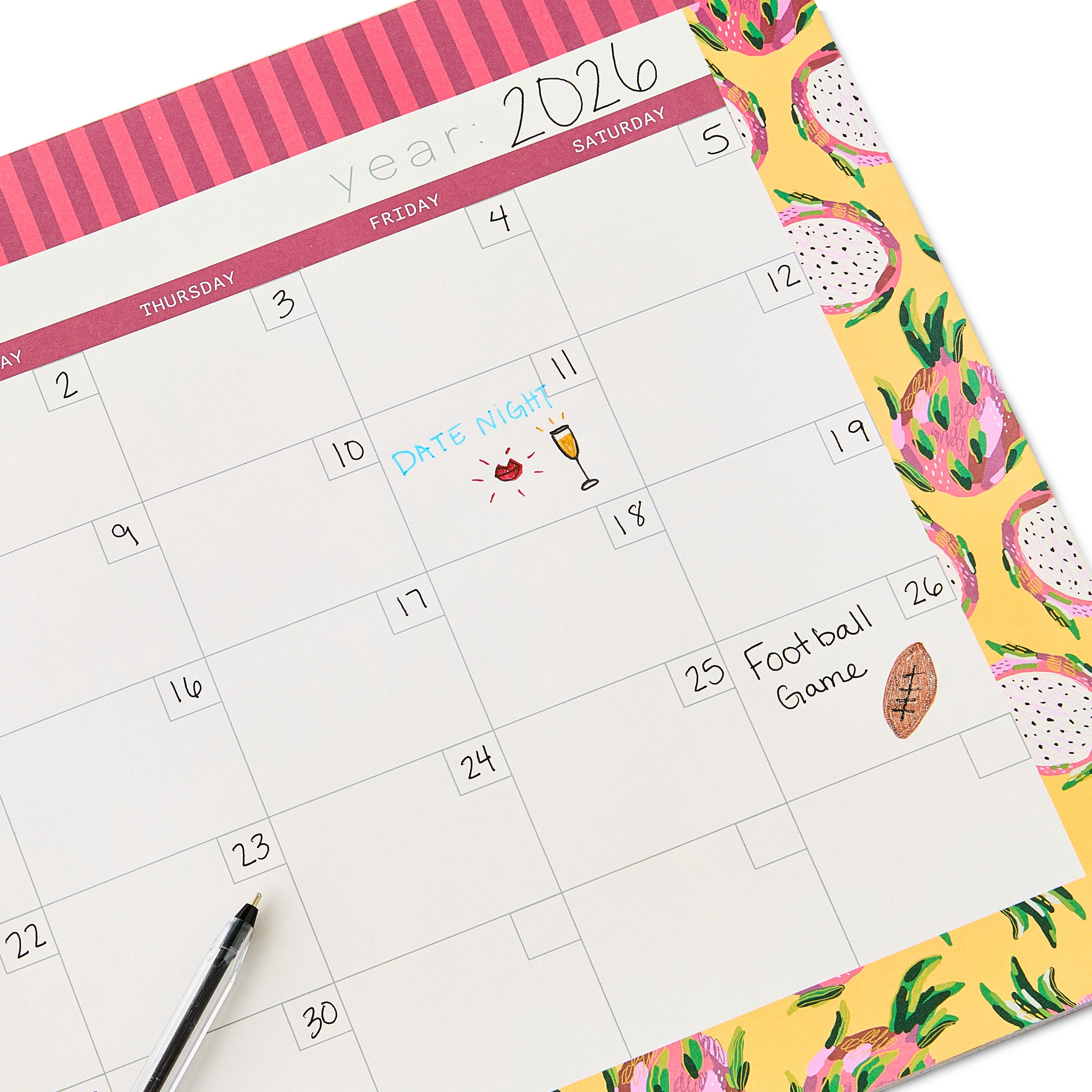 Pen+Gear Monthly (17" x 11") Multi Color Fruit Themed Undated Desk Planner Pad, 30 Sheets