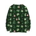 thumbnail image 3 of WTOBBY Women's Christmas Themed Woolen Sweatshirt, Long Sleeve Christmas Print Pullover, Cute and Comfortable Top for Fall and Winter Seasonal Activities,Army Green L, 3 of 3