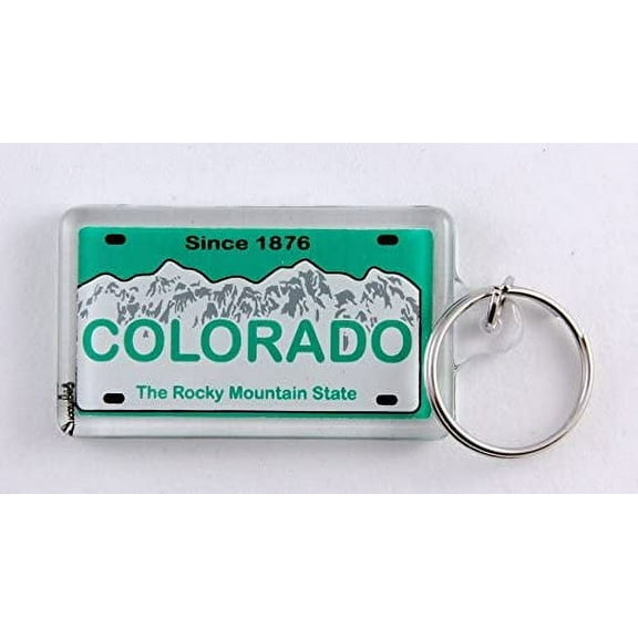 Colorado State License Plate Acrylic Rectangular Souvenir Keychain 2.5 inches X 1.5 inches