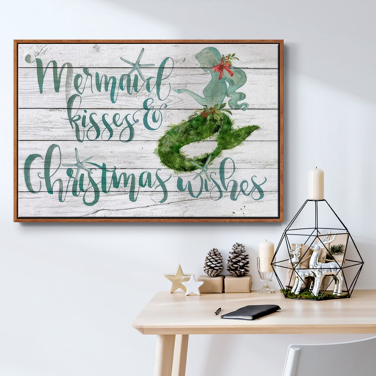 Tis the Seasun Collection A - Framed Gallery Wrapped Holiday Canvas - 25 x 37 - Rosewood Frame
